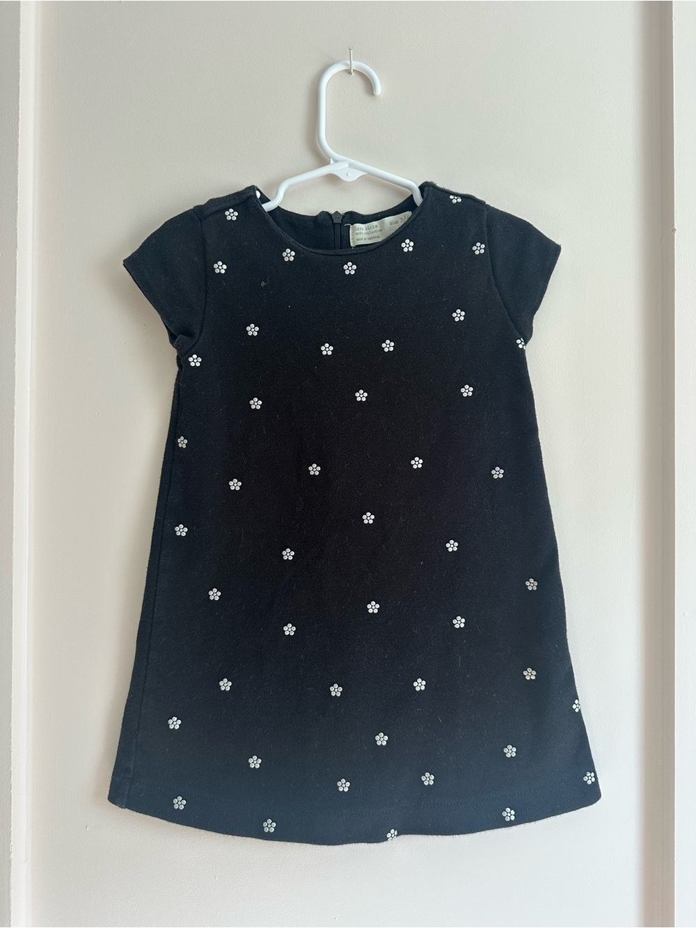 Zara Black Short-Sleeve Dress with Daisy Embellishments